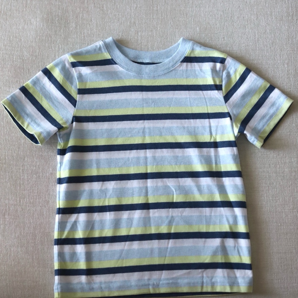 Striped Kids T-Shirt - Blue, Green, and White